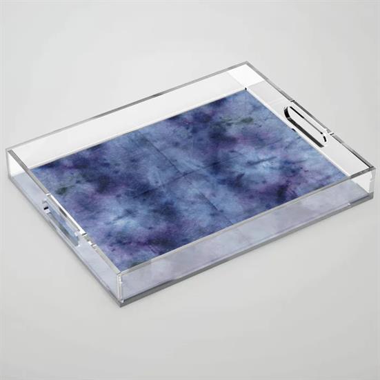 A clear acrylic tray featuring the StormClouds dyeblot design on the bottom.