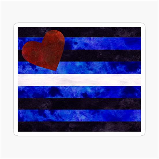 A sticker featuring a leather pride flag design.